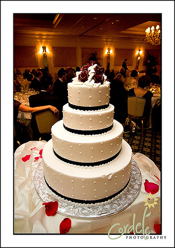 Black and white and red wedding cakes
