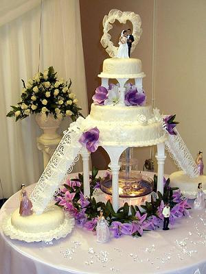 Wedding cakes with a fountain