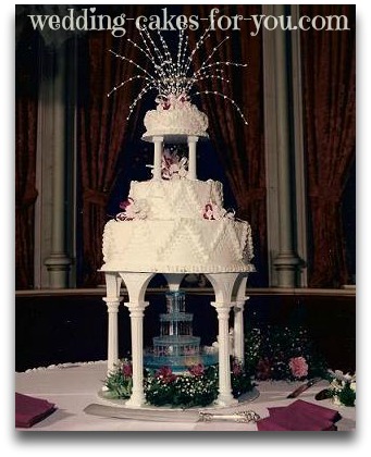 This particular fountain cake left is a three tier wedding cake