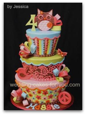  Birthday Cakes on Groovy Owl Birthday Cake