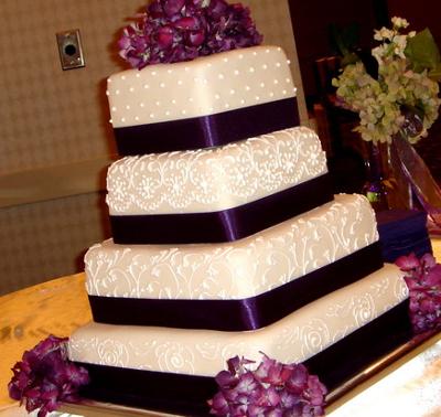 purple and turquoise wedding cakes