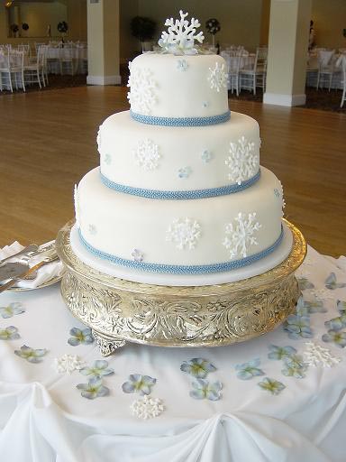 Cake by Wedding Cakes For You The bride asked for fondant with blue 