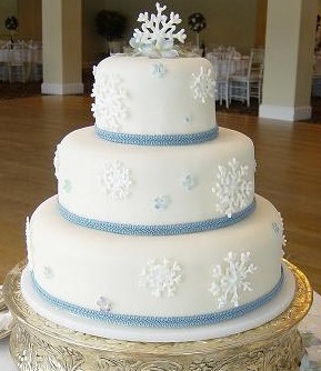 Attaching ribbon to a cake