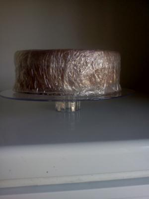  a plate with a cake on it