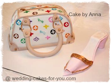 LV Damier Ebene Purse Cake with Christian Louboutin Shoe - CakesDecor