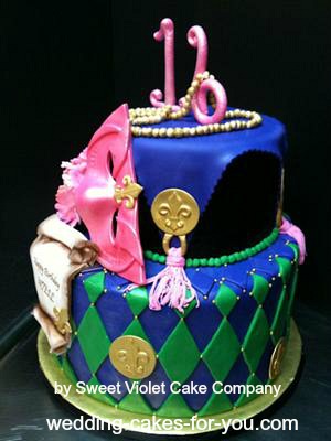 Side view of cake to feature tassles