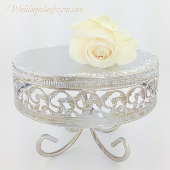 Close up of a rustic cake stand