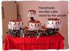 Handmade wooden cake stand made by the groom
